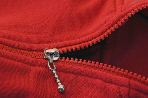Zipper on red hoodie