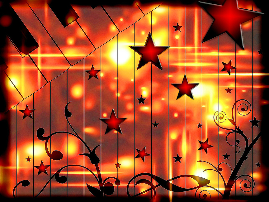 Stars graphic over a piano