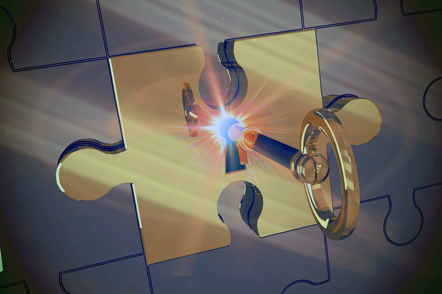 Key unlocking jigsaw