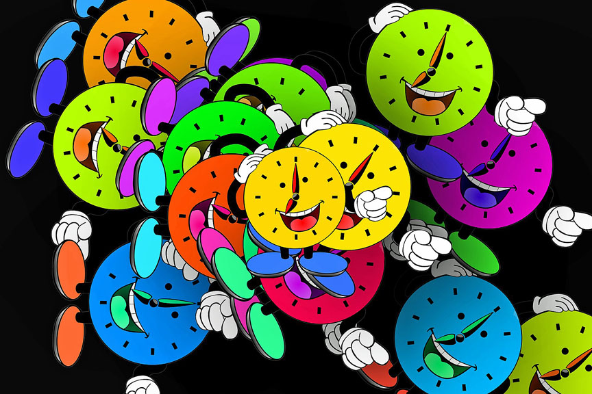 Colorful cartoon clocks