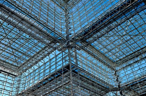 Textured blue glass ceiling