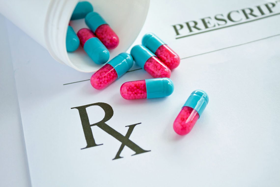 Medicine pills and prescription form