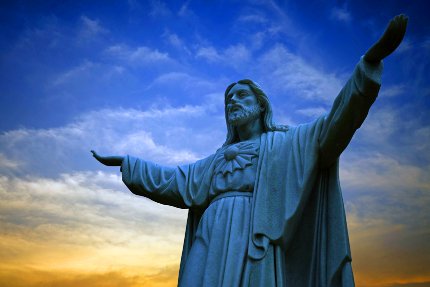 Jesus Statue with Beautiful Sky