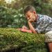Boy reading book