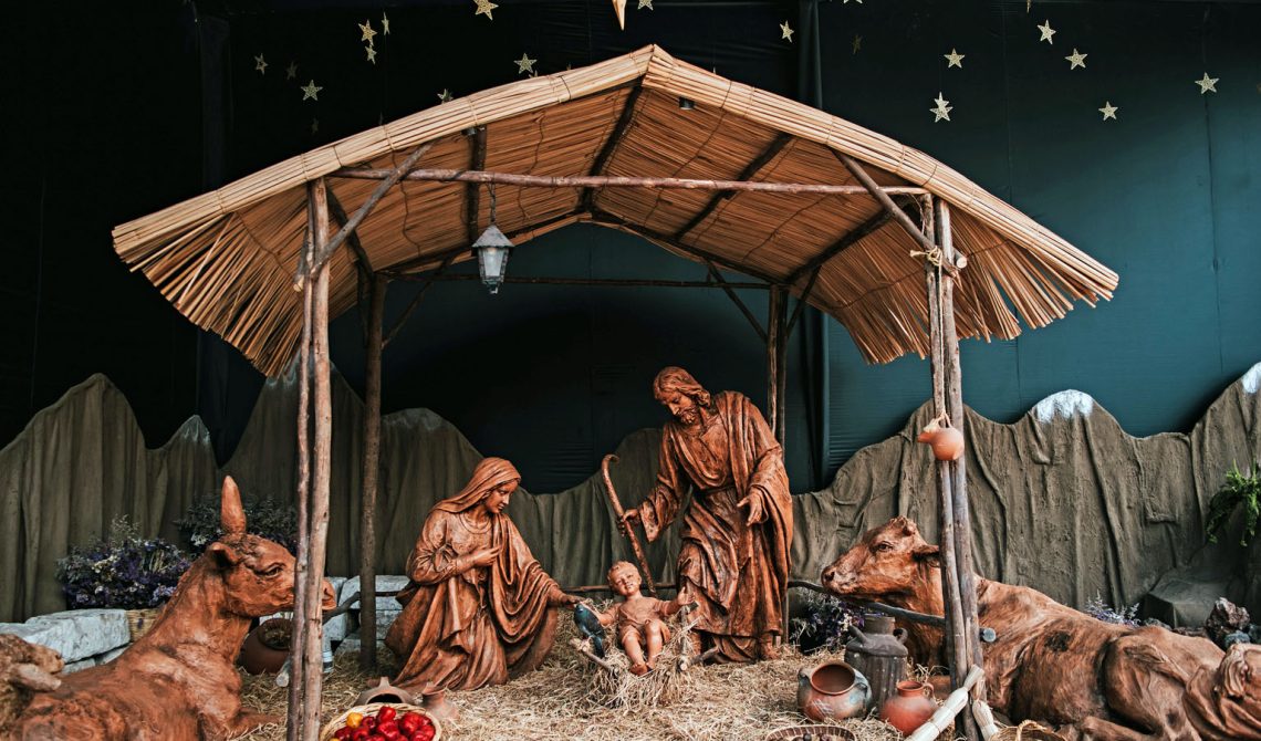 Life-size wooden nativity
