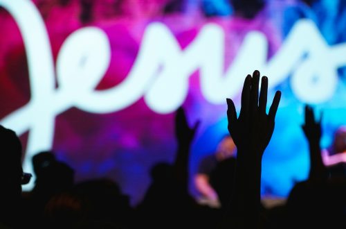 People with lifted hands praising Jesus