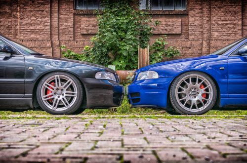Two cars facing each other