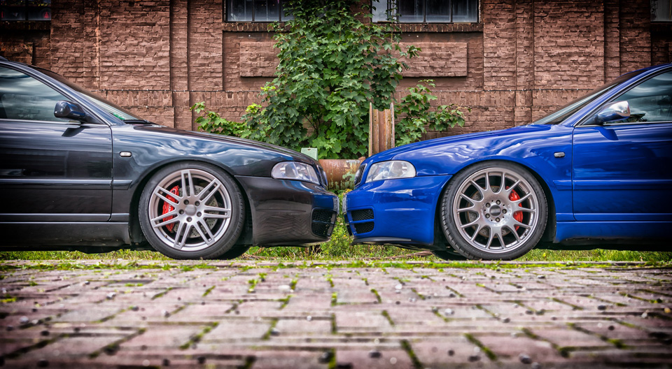 Two cars facing each other