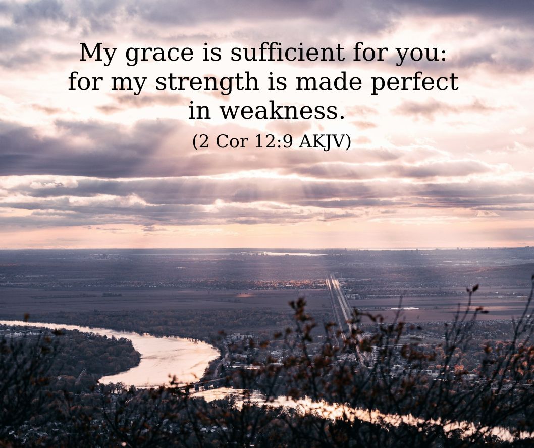 2 Corinthians 12:9 on a landscape photo