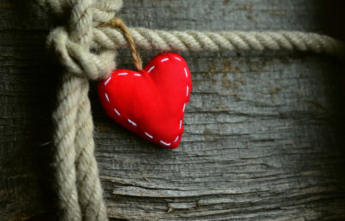 Heart ornament on twine or rope