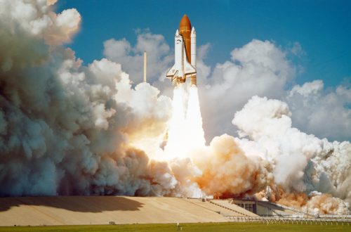 Space shuttle in launch