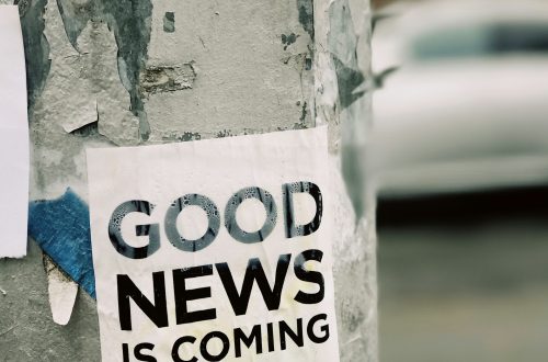 A sign that says, "Good news is coming."