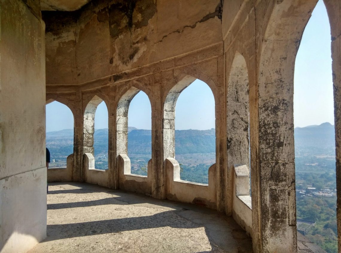 Inside an Indian castle looking out