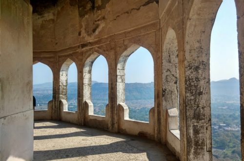 Inside an Indian castle looking out