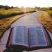 Open Bible in front of a path
